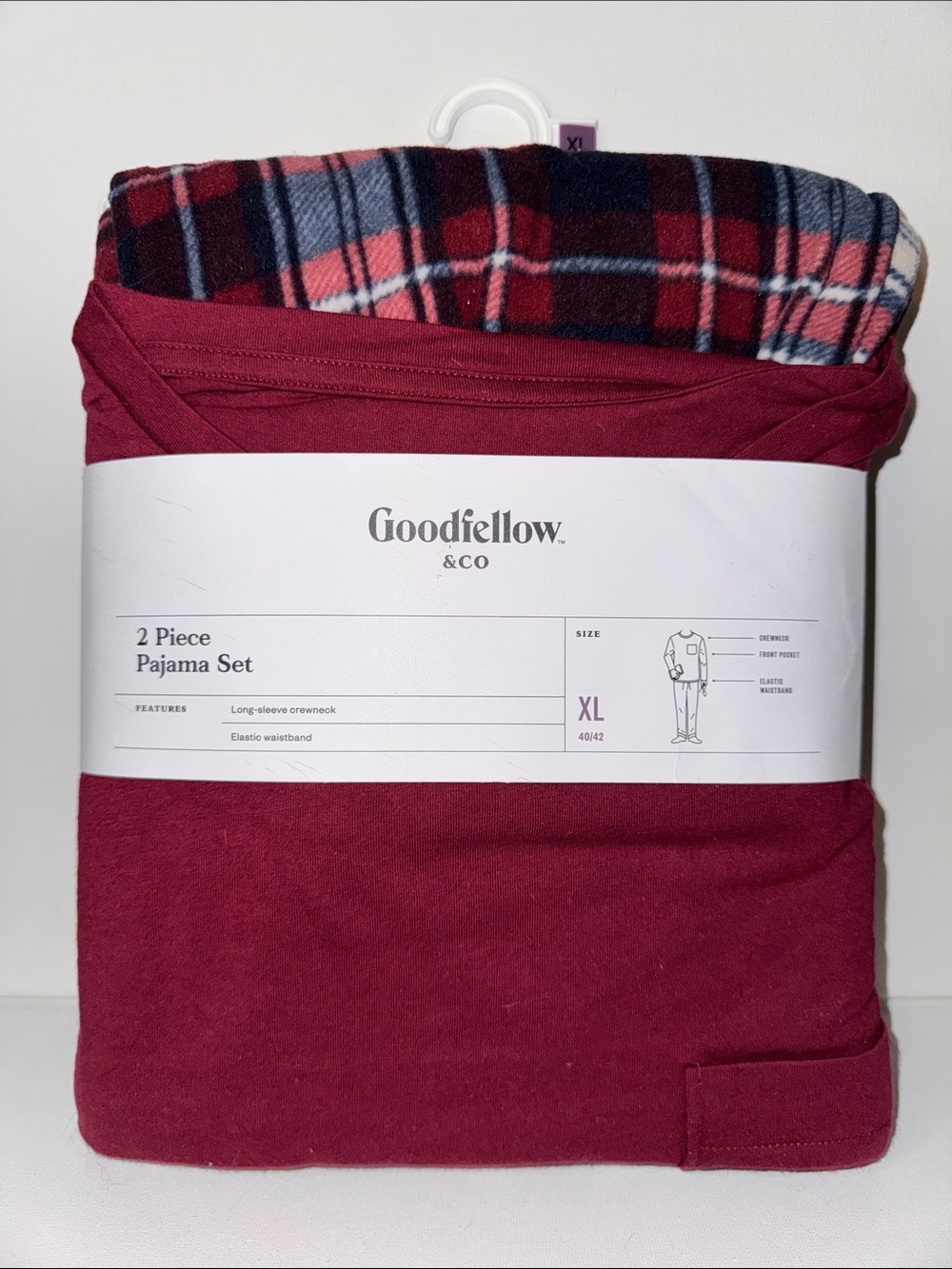 Goodfellow & Co Men’s 2-Piece Pajama Set Maroon Red Plaid XL